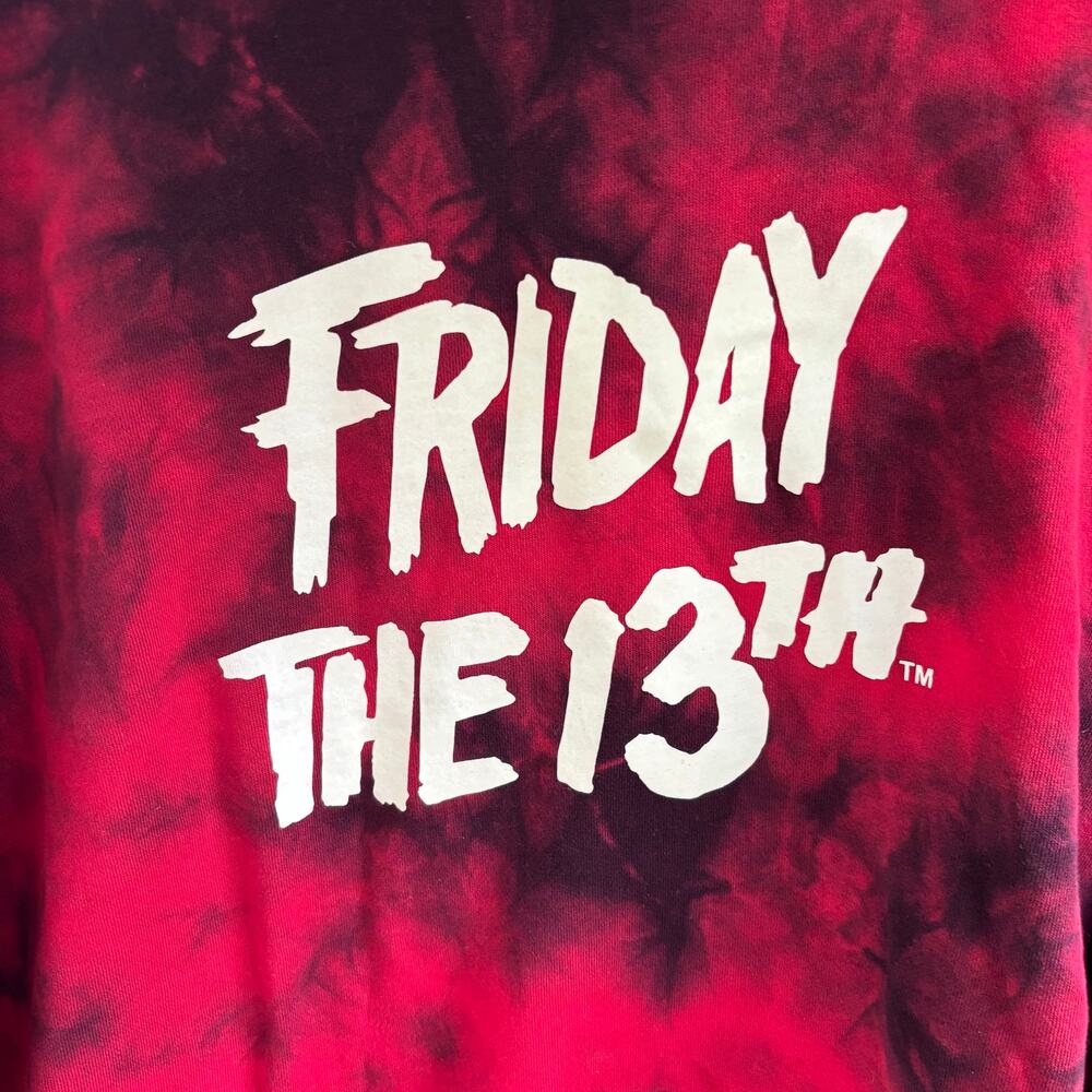Vans Friday the 13th Red Tie Dye Pullover Sweatshirt Horror Halloween Skate Sz M - Picture 4 of 6